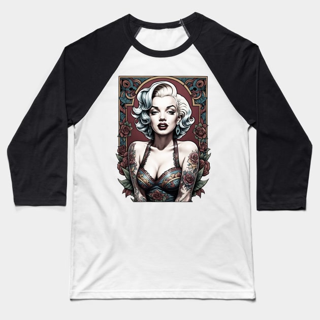 Marilyn Monroe 0006 Style 01 Baseball T-Shirt by Absinthe Society 